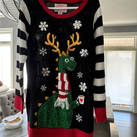 Happy HOLIDAYS , mother and child both sz large bling not ugly beautiful sweater - Picture 10 of 13